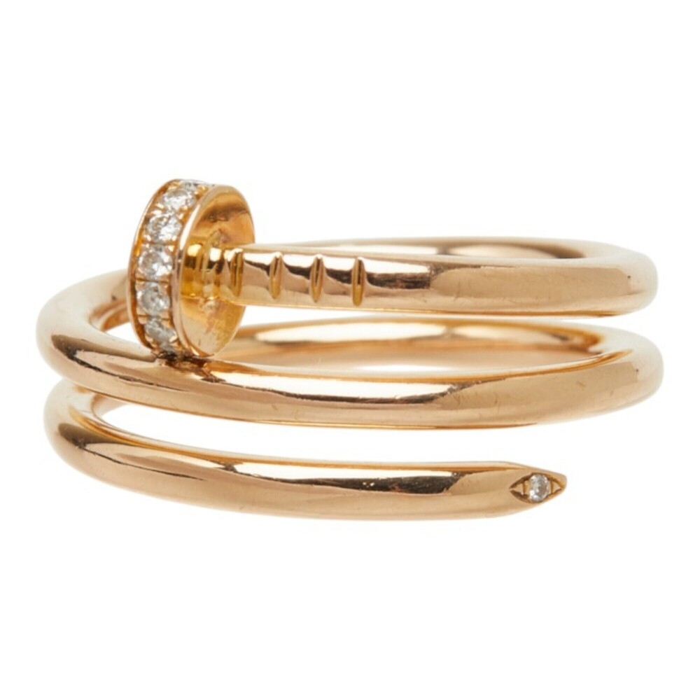Cartier 18KPG Pink Gold 750 Diamond Juste un Clou Double Ring, Size #54, Wome...